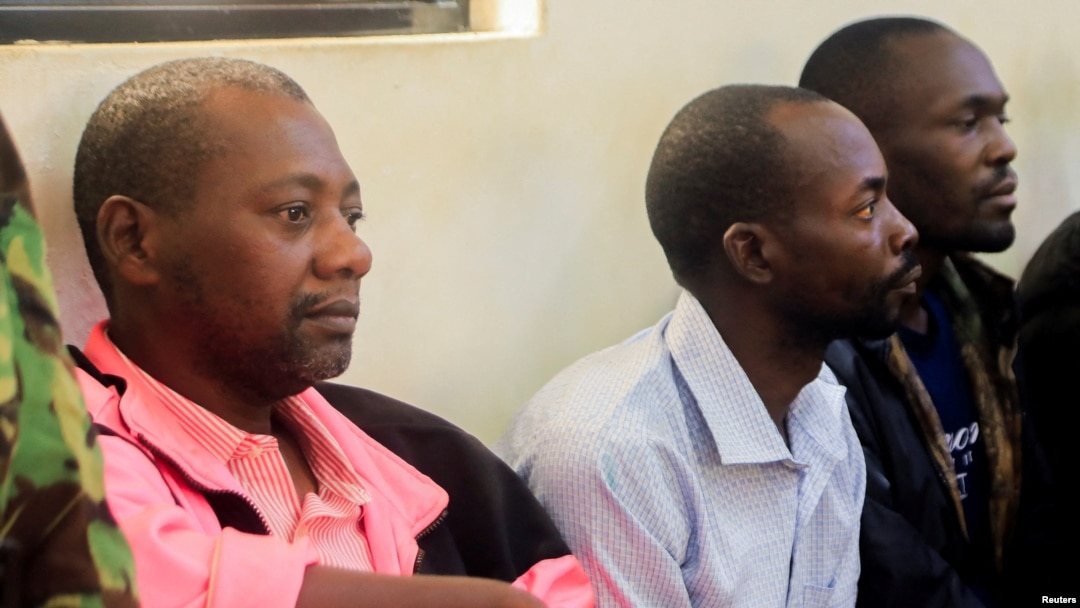 Paul Mackenzie, a Kenyan cult leader accused of ordering his followers of the members of the Good News International Church to starve themselves to death in Shakahola forest, appears at Malindi Law Courts, in Malindi, May 2, 2023. 