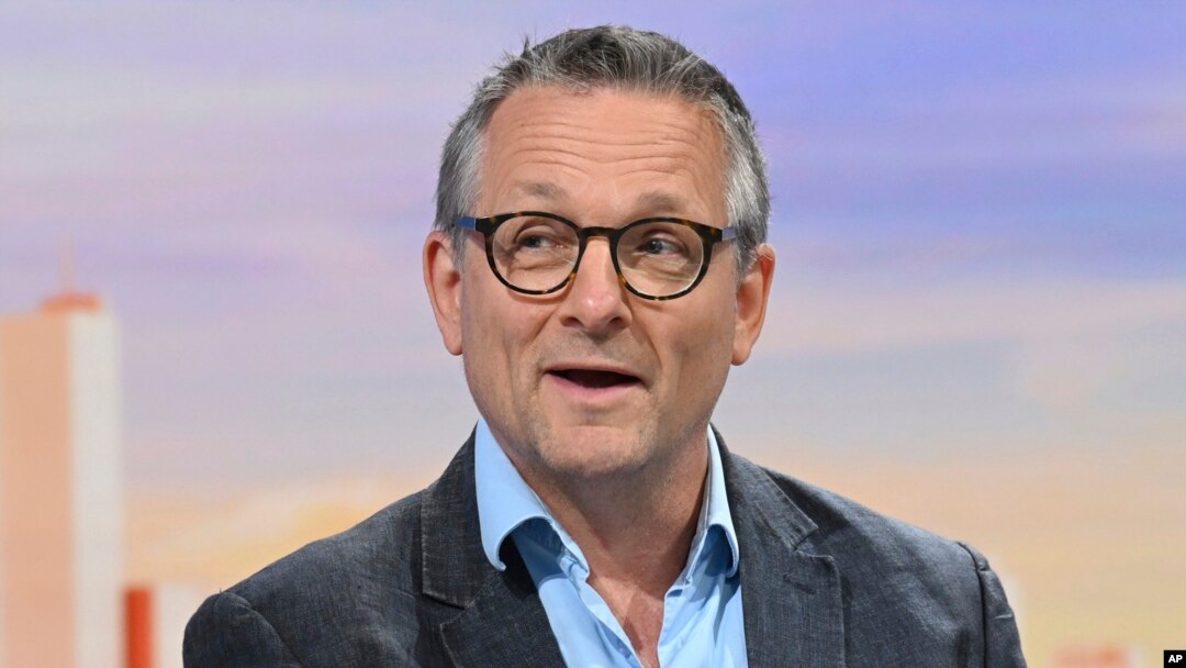 In this undated photo provided by the BBC on June 9, 2024, doctor and broadcaster Michael Mosley speaks on Sunday with Laura Kuenssberg. 