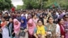 Protesters gather at the High Court premises demanding the resignation of Obaidul Hassan, chief justice of Bangladesh, in Dhaka, Aug. 10, 2024.