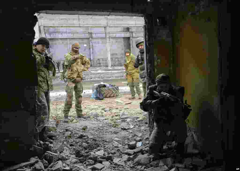 Belarusian volunteers receive military training at the Belarusian Company base in Kyiv, Ukraine, March 8, 2022.
