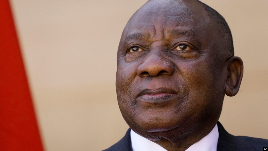 South Africa President Cyril Ramaphosa looks on during a media conference at the Union Building in Pretoria, May 24, 2022. Ramaphosa is facing a criminal investigation after a revelation that he failed to report the theft of about $4 million in cash from his farm.