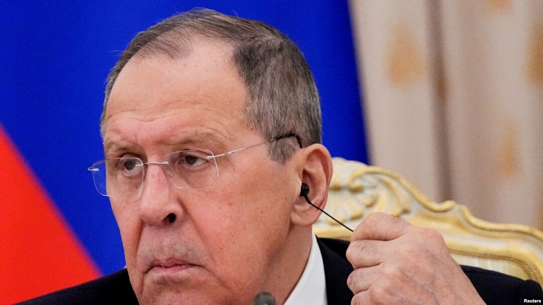 FILE - Russian Foreign Minister Sergei Lavrov attends a news conference after his talks with representatives of Arab League nations, in Moscow, Russia, April 4, 2022.