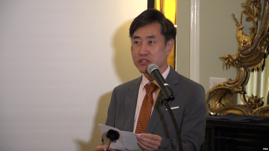 15일 미국 워싱턴에서 열린 ‘북한 자유이주민의 인권을 위한 국제의원연맹(IPCNKR)’ 18차 총회에서 한국 하태경 의원이 발언하고 있다.