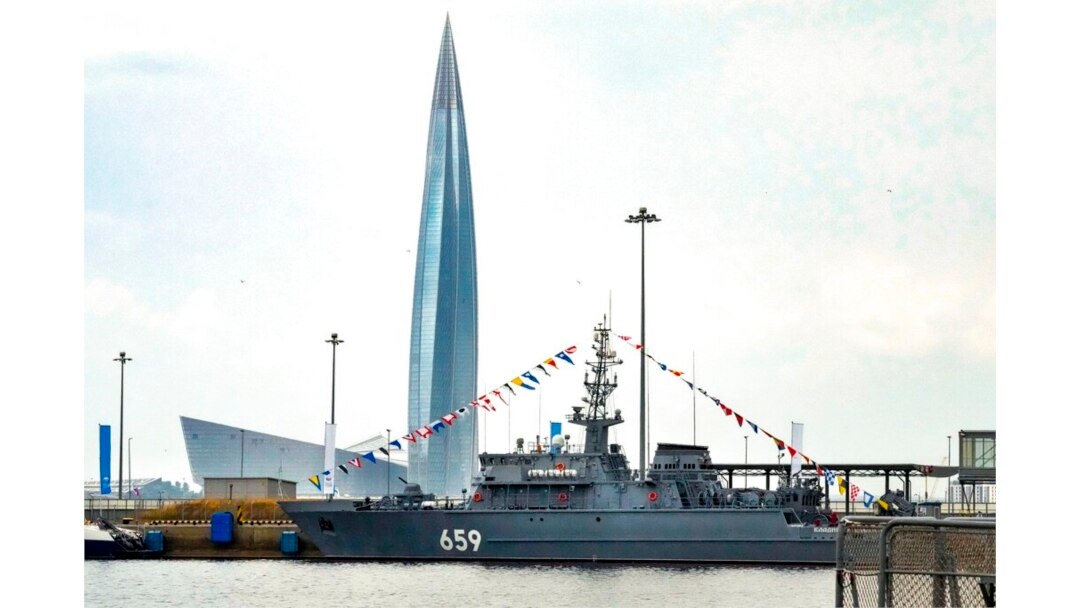 FILE - The Lakhta Center, the 87-story skyscraper, headquarters of Russian gas monopoly Gazprom, in St. Petersburg, Russia, June 25, 2021.