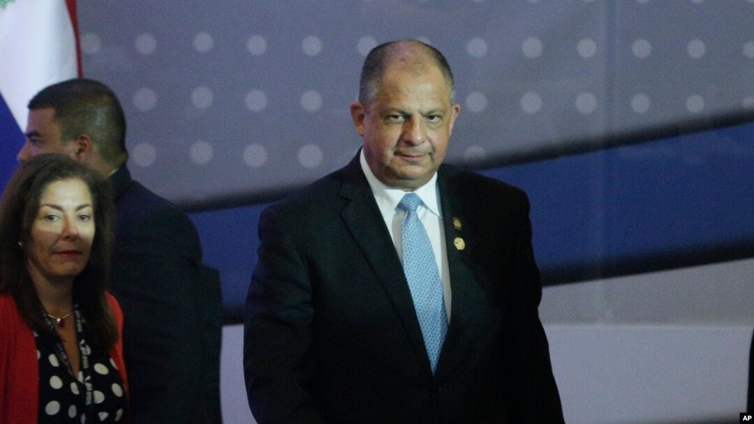 Costa Rica's President Luis Guillermo Solis attends a session of the Central America Integration System summit in Veracruz, Panama, Dec. 14, 2017. 