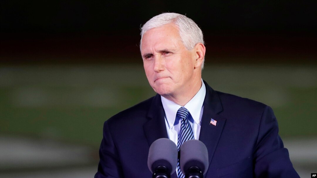 FILE - Vice President Mike Pence speaks in Floresville, Texas, Nov. 8, 2017. He'll be keynoting two days of Republican Governors Association meetings this week in Austin, Texas. 