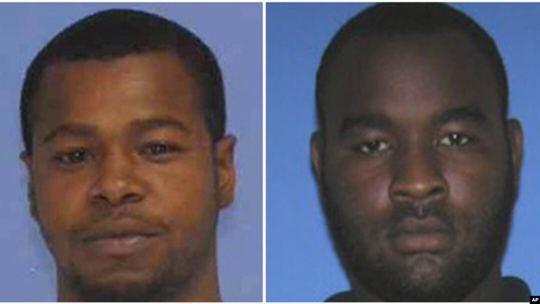 This combination of undated photos released the Mississippi Bureau of Investigation shows, Marvin Banks, left, and his brother Curtis Banks. The brothers are wanted in the fatal shooting of two Hattiesburg, Miss., police officers, May 9, 2015. 