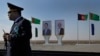 Posters with portraits of Turkmenistan's President Gurbanguly Berdymukhamedo