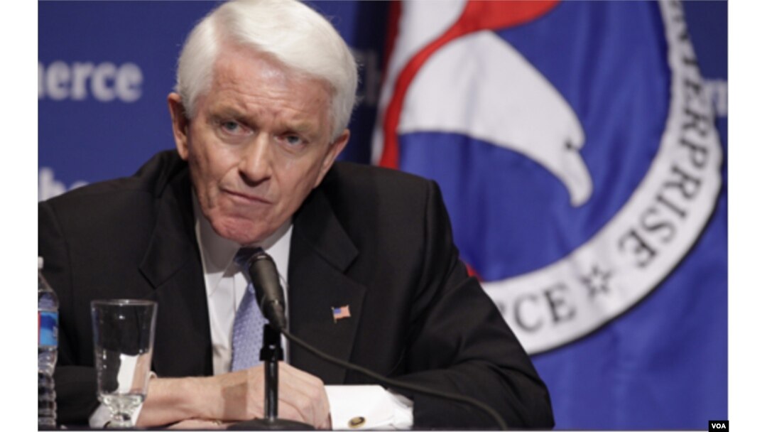 FILE - Thomas Donohue, president and chief executive officer of the U.S. Chamber of Commerce, speaks in March 2012.