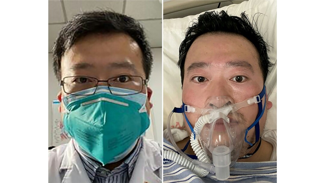 Undated photos show Chinese Dr. Li Wenliang, who was punished for issuing an early warning about the coronavirus, whose death was confirmed, Feb. 7, at the Wuhan Central Hospital, China.