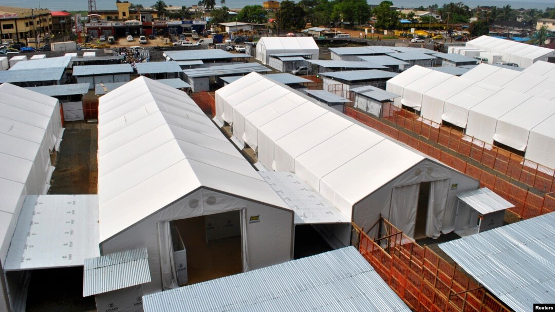 An aerial view shows a new Ebola treatment center that opened in Liberia's capital Monrovia, Oct. 31, 2014.