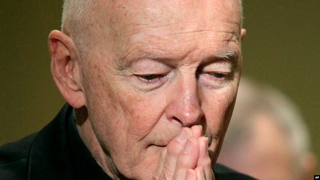 FILE - Cardinal Theodore McCarrick prays during the United States Conference of Catholic Bishops' annual fall assembly in Baltimore, MD.