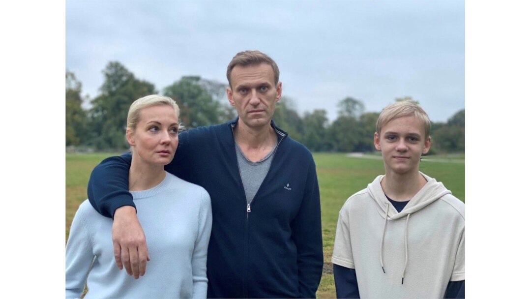 Russian opposition politician Alexei Navalny, his wife, Yulia, and son, Zahar, pose for a picture in Berlin, in this undated image obtained from social media October 6, 2020. (Courtesy of Instagram @NAVALNY/Social Media)