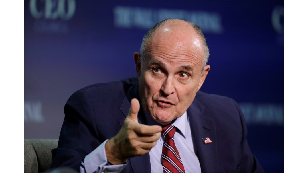 FILE - Rudy Giuliani speaks at the Wall Street Journal CEO Council in Washington, Nov. 14, 2016.