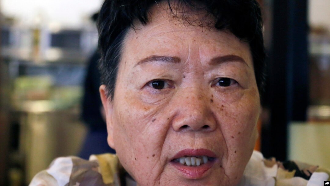 Eiko Kawasaki, a Korean born in Japan, speaks during an interview in Tokyo, Aug. 24, 2018.