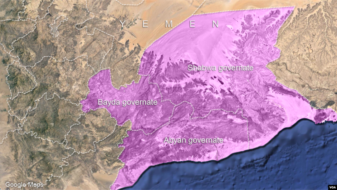 Bayda, Shabwa and Abyan governates, in yemen