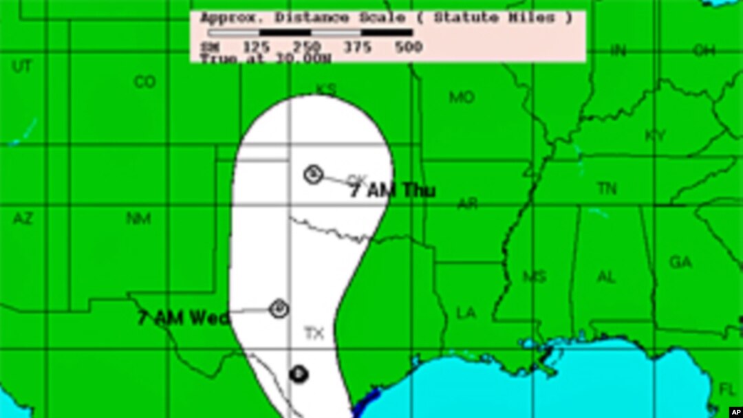 Projected path of Tropical Storm Hermine