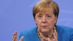 German Chancellor Angela Merkel during a news conference following talks with state leaders to discuss anti-coronavirus measures at the Chancellery in Berlin on Aug. 10, 2021.