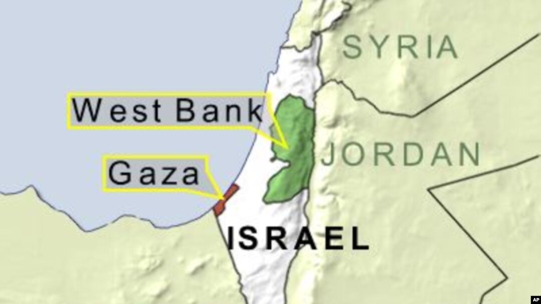 Map of Gaza, West Bank and Israel