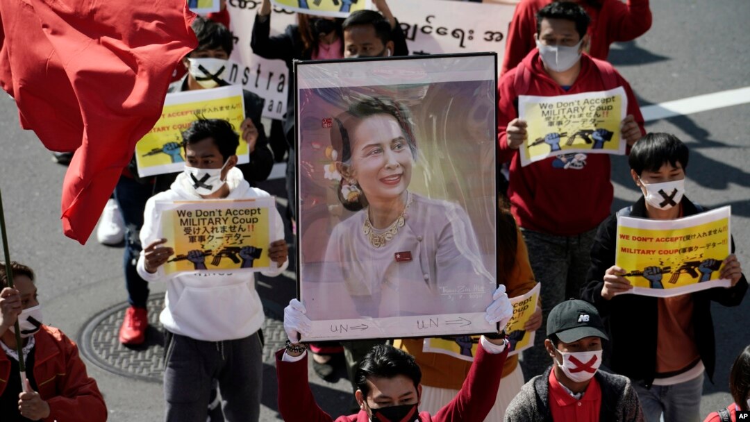 ဂျပန်နိုင်ငံ တိုကျိုမြို့က စစ်အာဏာ ဆန့်ကျင်ဆန္ဒပြပွဲ မြင်ကွင်း။ (ဖေဖော်ဝါရီ ၁၄၊ ၂၀၂၁)