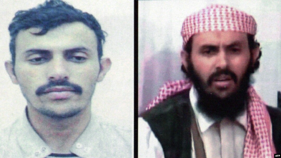 FILES - A reproduction of a document released by the Yemeni Interior Ministry on January 15, 2010 shows two different undated portraits of Yemeni Qassem al-Rimi, the new military commander of Al-Qaeda in the Arabian Peninsula (AQAP).