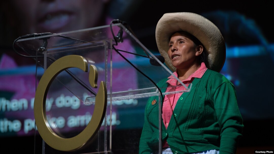 Maxima Acuna, a Peruvian farmer, mother of four and grandmother, won the Goldman Environmental Prize for South and Central America. (Courtesy photo: Goldman Environmental Prize)