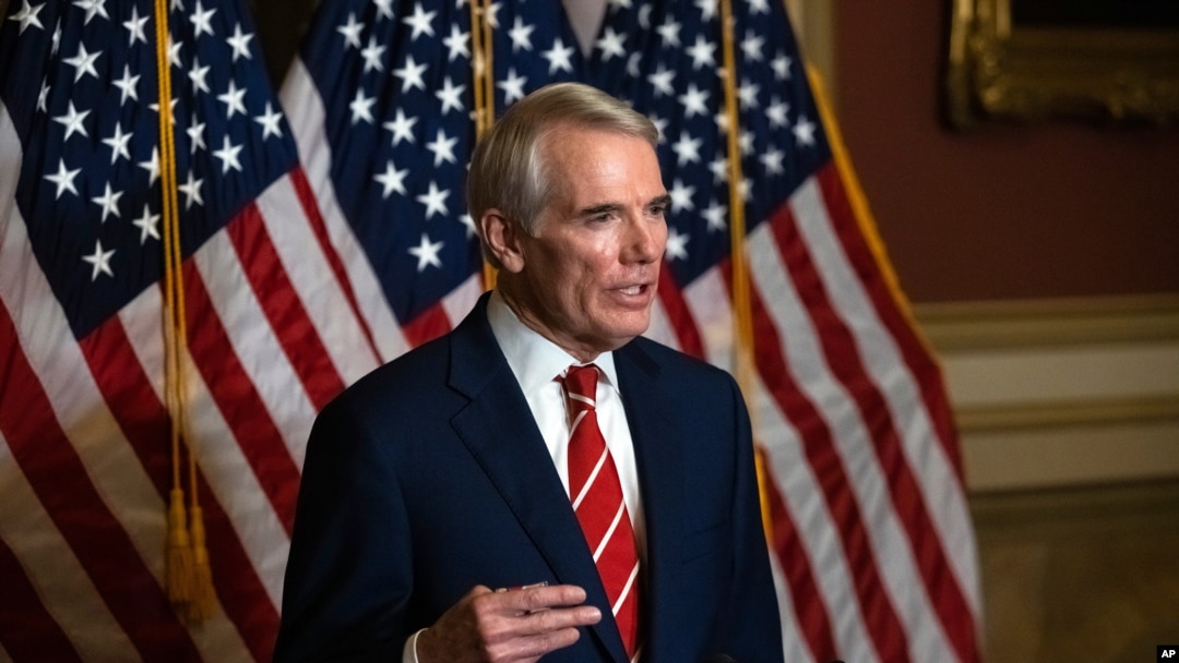 FILE - Sen. Rob Portman, R-Ohio, speaks during a news conference in Washington, Oct. 26, 2020.