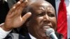 South African former African National Congress (ANC) Youth League leader Julius Malema addresses his supporters after his court appearance in Polokwane, South Africa, September 26, 2012.