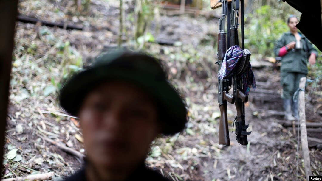 Weapons are seen at a camp of the 51st Front of the Revolutionary Armed Forces of Colombia (FARC) in Cordillera Oriental, Colombia, Aug. 16, 2016. 