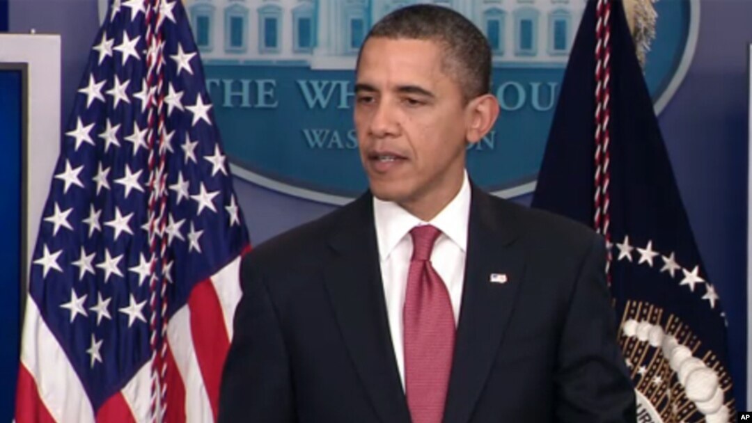 President Barack Obama makes a statement to reporters in the James Brady Press Briefing Room at the White House in Washington, Monday, Dec. 5, 2011.