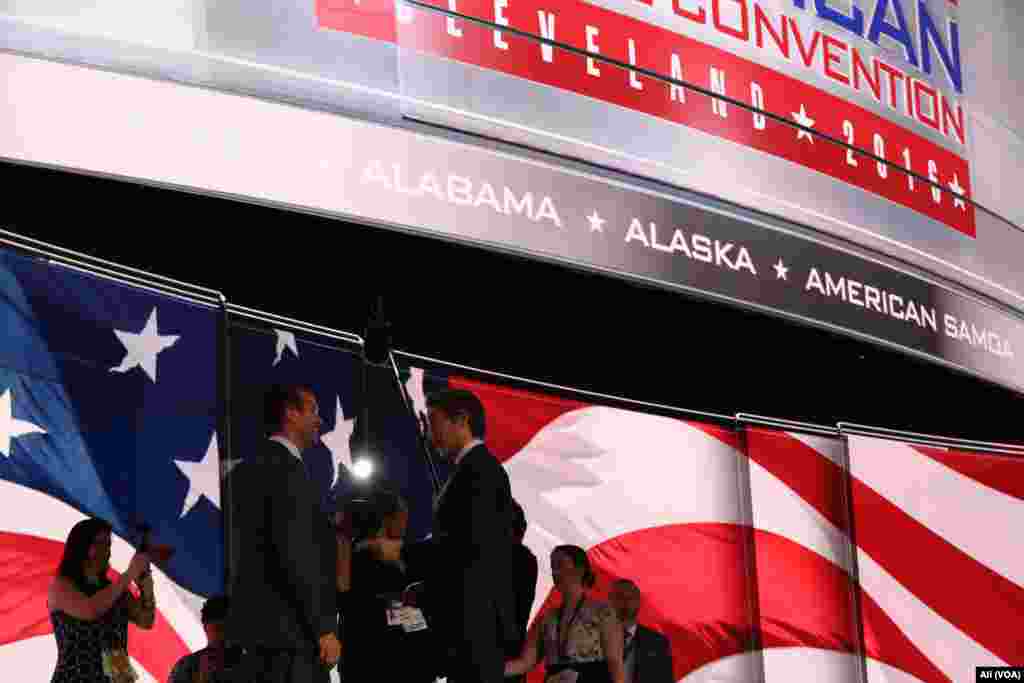 Donald Trump Jr., who is scheduled to speak during Tuesday night's program at the Republican National Convention, talks with ABC News at the Quicken Loans Arena, in Cleveland, July 19, 2016.