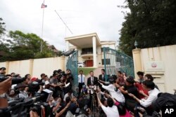 Ri Tong Il, former U.N. North Korean deputy ambassador, speaks to journalists outside the North Korean embassy in Kuala Lumpur, Malaysia, March 2, 2017. The envoy said a heart attack likely killed Kim Jong Nam, not VX nerve agent.