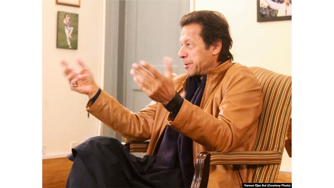 Imran Khan speaks to VOA at his residence near Islamabad.