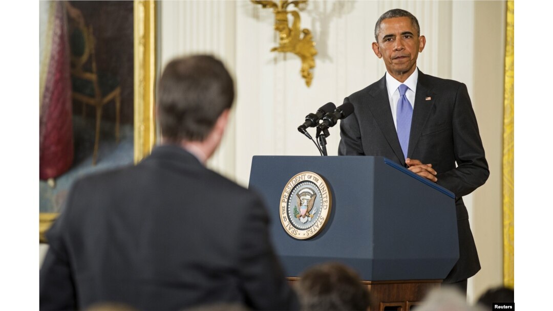 FILE - U.S. President Barack Obama takes a question during a news conference about the recent nuclear deal reached with Iran, in the East Room of the White House in Washington, July 15, 2015.