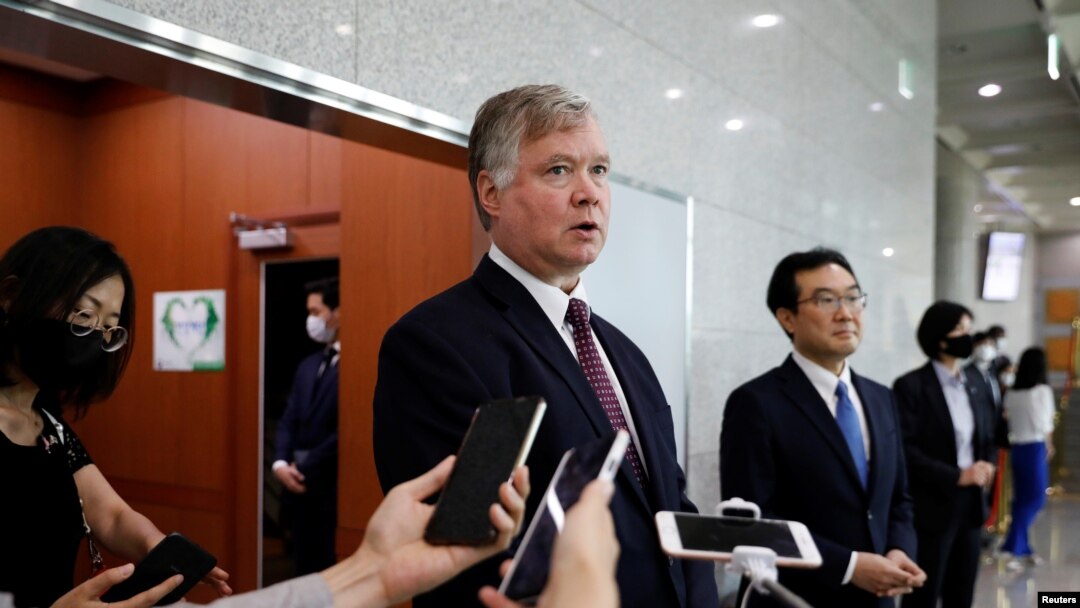FILE - U.S. Deputy Secretary of State Stephen Biegun speaks to the media in Seoul, South Korea, July 8, 2020. 