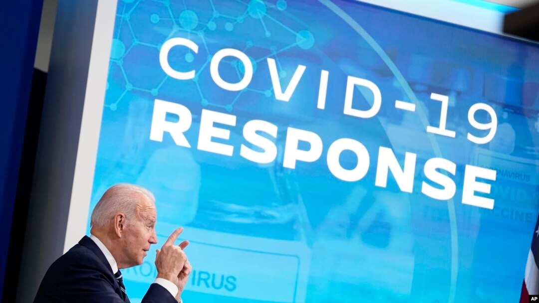 President Joe Biden speaks about the government's COVID-19 response, in the South Court Auditorium in the Eisenhower Executive Office Building on the White House Campus in Washington, Jan. 13, 2022.
