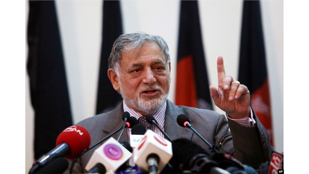 Ahmad Yusof Nurestani, chairman of the Independent Election Commission, speaks during a press conference in Kabul, Afghanistan, July 7, 2014.