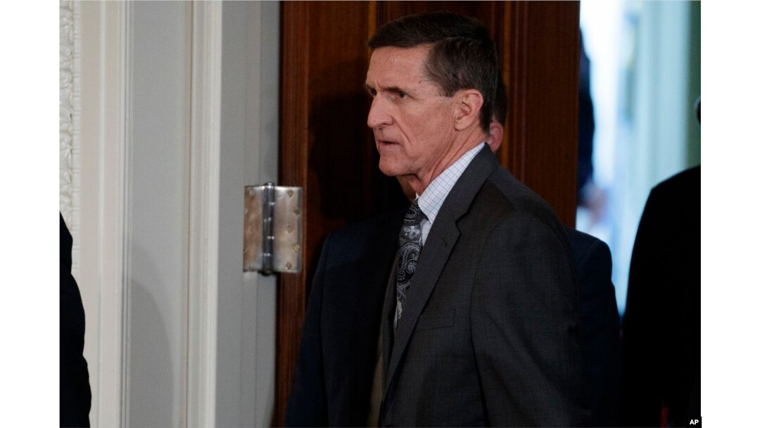 Mike Flynn arrives for a news conference in the East Room of the White House in Washington, Feb. 13, 2017.