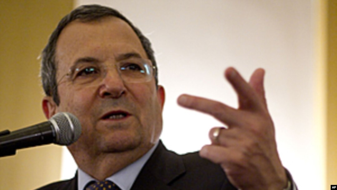 Israel's Defense Minister Ehud Barak delivers a speech to the Foreign Press Association members in Jerusalem, April 30, 2012.