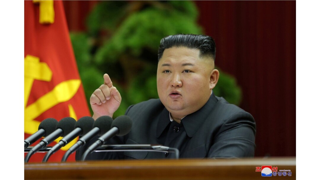 North Korean leader Kim Jong Un speaks during the 5th Plenary Meeting of the 7th Central Committee of the Workers' Party of Korea (WPK) in this undated photo released on Dec. 28, 2019 by North Korean Central News Agency (KCNA).