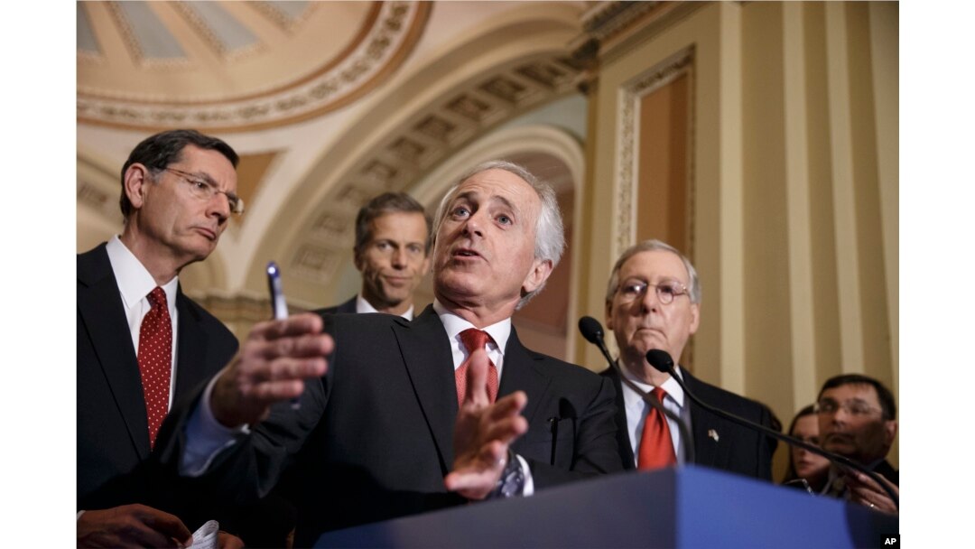 FILE - Senate Foreign Relations Committee Chairman Bob Corker, R-Tenn., outlines his bipartisan bill requiring congressional review of any comprehensive nuclear agreement that President Barack Obama reaches with Iran, at the Capitol in Washington, March 3, 2015.