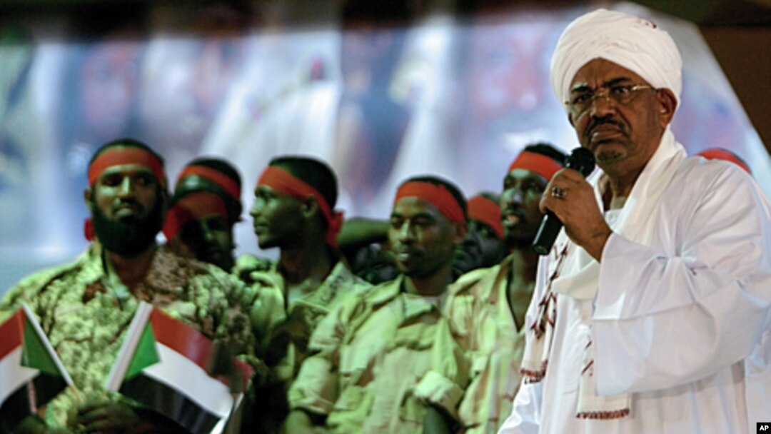 Sudanese President Omar al-Bashir, shown here speaking at the National Congress Party headquarters in Khartoum in April 2012.(AP)