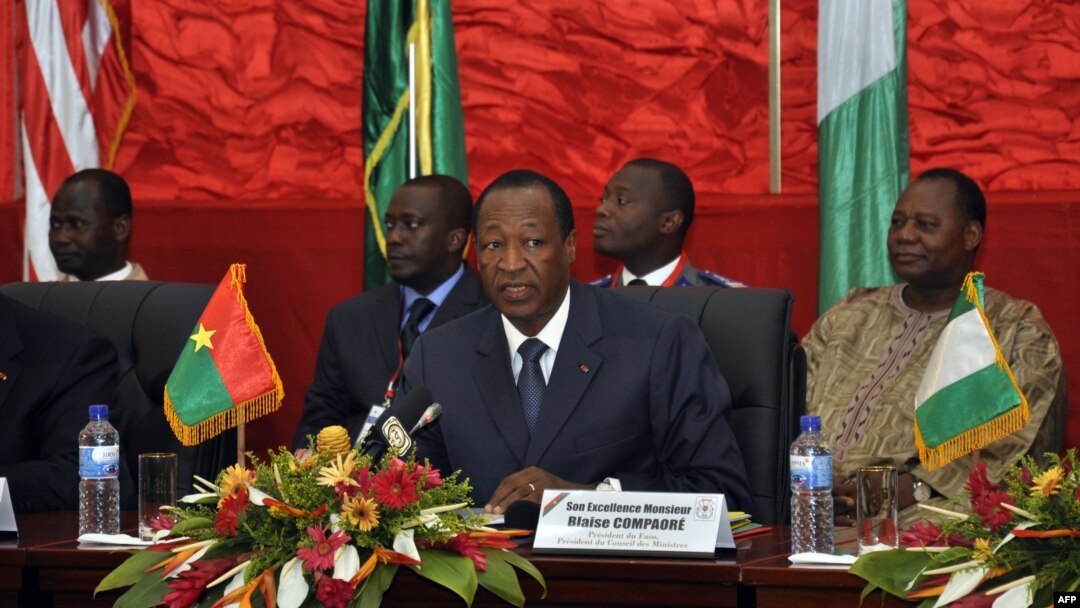 The president of Burkina Faso, Blaise Compaore, speaks during ECOWAS talks on Mali on July 7, 2012, in Ouagadougou. 