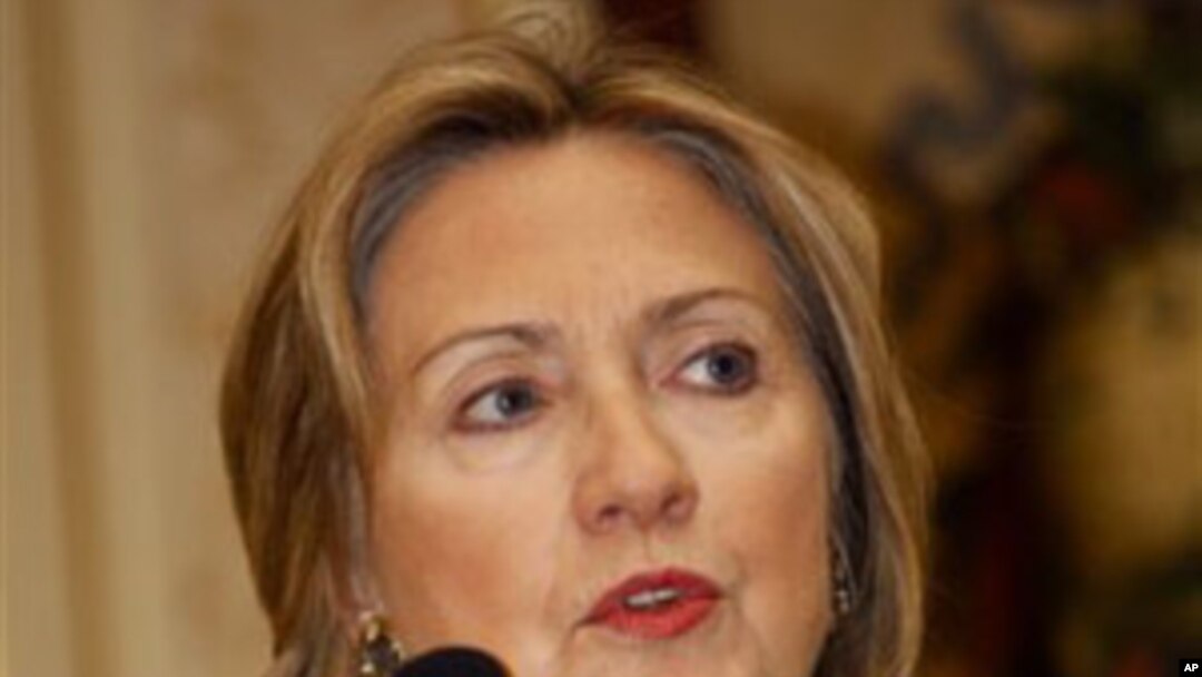 US Secretary of State Hillary Clinton speaking in Lisbon during the NATO summit, 19 November 2010