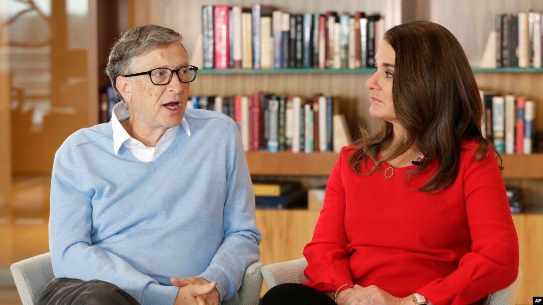 FILE - Microsoft co-founder Bill Gates and his wife Melinda are interviewed in Kirkland, Wash., Feb. 1, 2018.