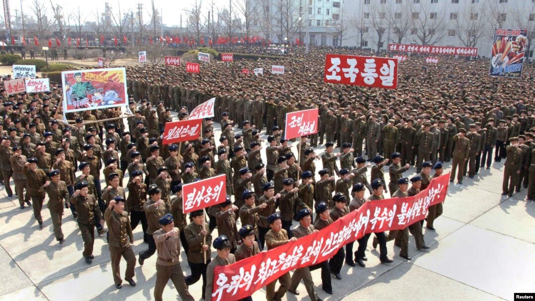 지난 3일 북한 남포에서 미국과 한국을 규탄하는 궐기대회가 열렸다. 