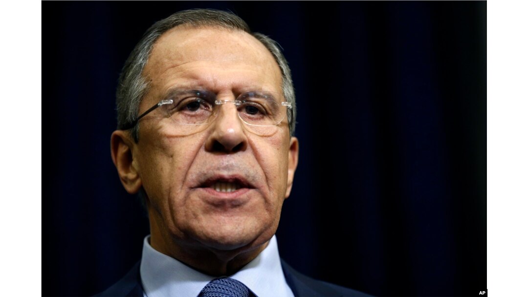Russian Foreign Minister Sergey Lavrov speaks to the media about a Russian jet fighter being shot down by Turkish forces, in Sochi, Nov. 24, 2015.