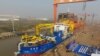 This photo taken on Nov. 3, 2017 shows the ship 'Tian Kun Hao' being launched at a port in Qidong in China's eastern Jiangsu province.