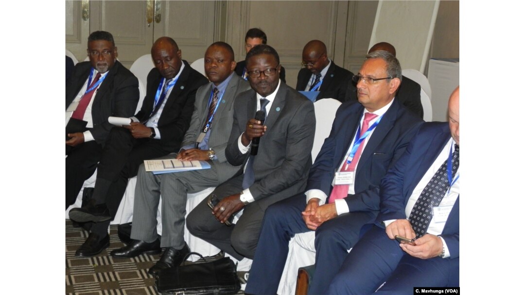 Patrick Kormawa, the coordinator for the FAO in Southern Africa, addresses a regional meeting in Harare, Zimbabwe, Sept. 5, 2018.