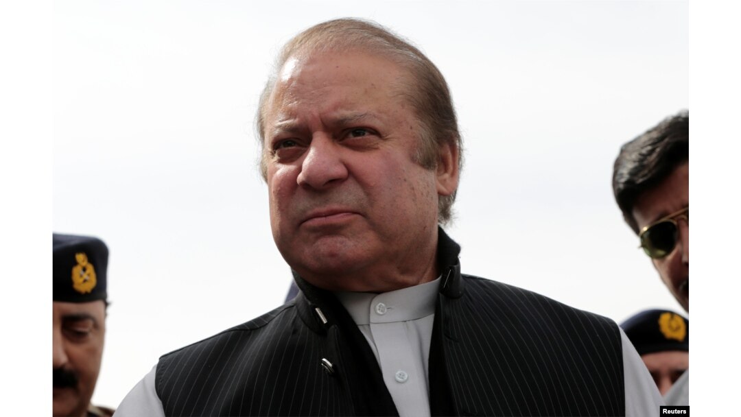FILE - Pakistani Prime Minister Nawaz Sharif attends a ceremony to inaugurate the highway between Karachi and Hyderabad, Feb. 3, 2017.